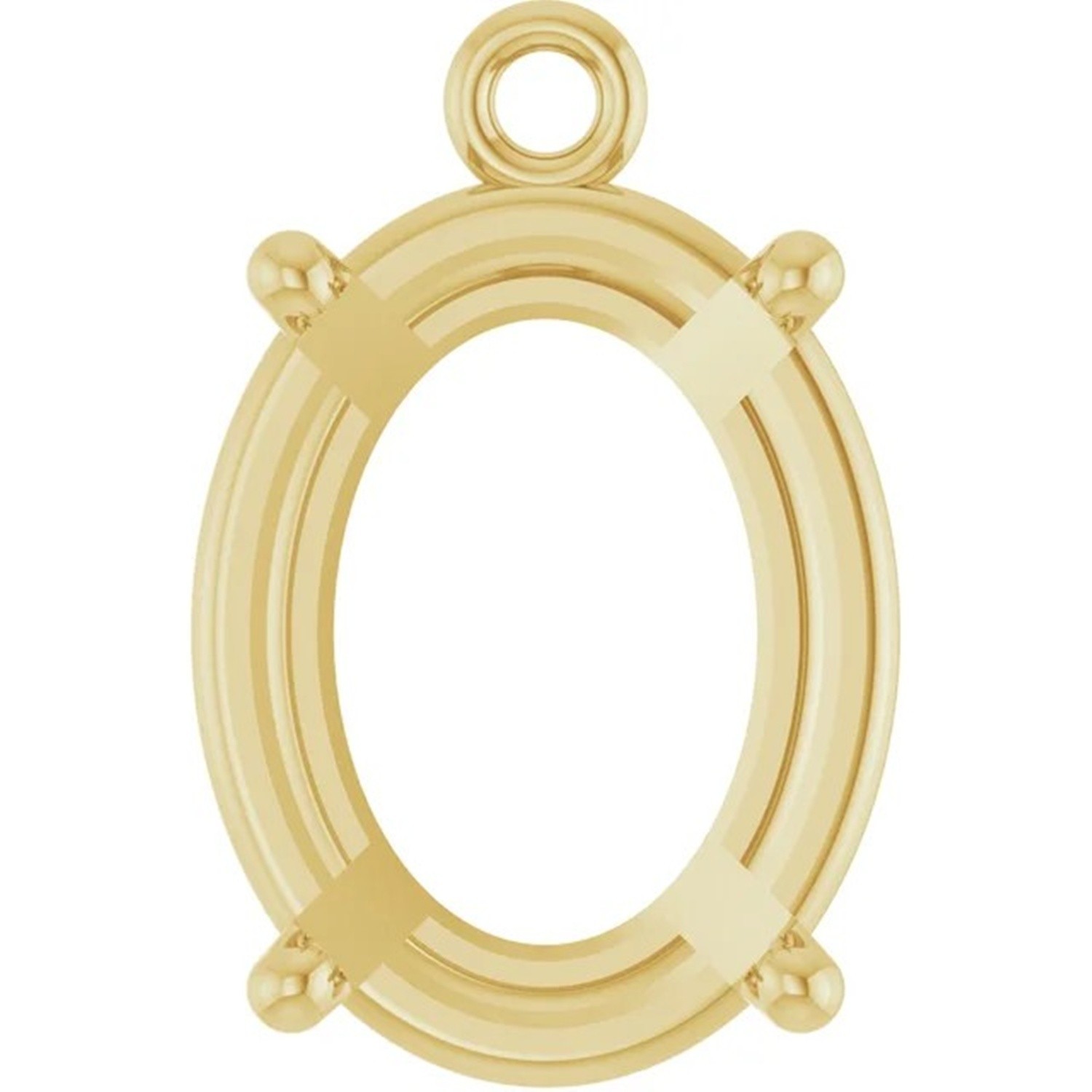14K Yellow Gold Dangle Setting Oval Cut 4 Prong Basket Designed Mounting USA