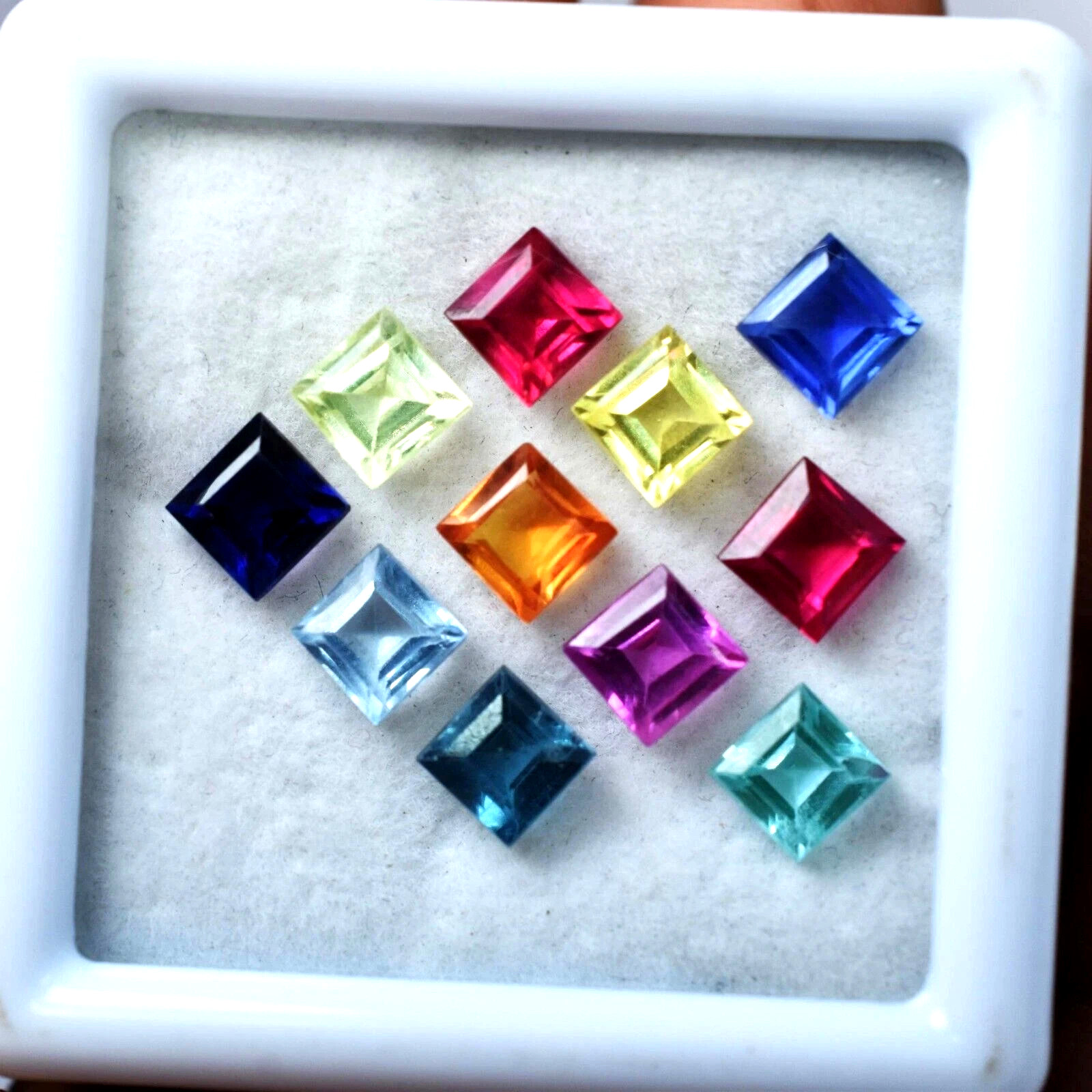 Natural 140 Ct Mix Color Ceylon Sapphire Square Cut 13-15 Pcs Gemstone Lot