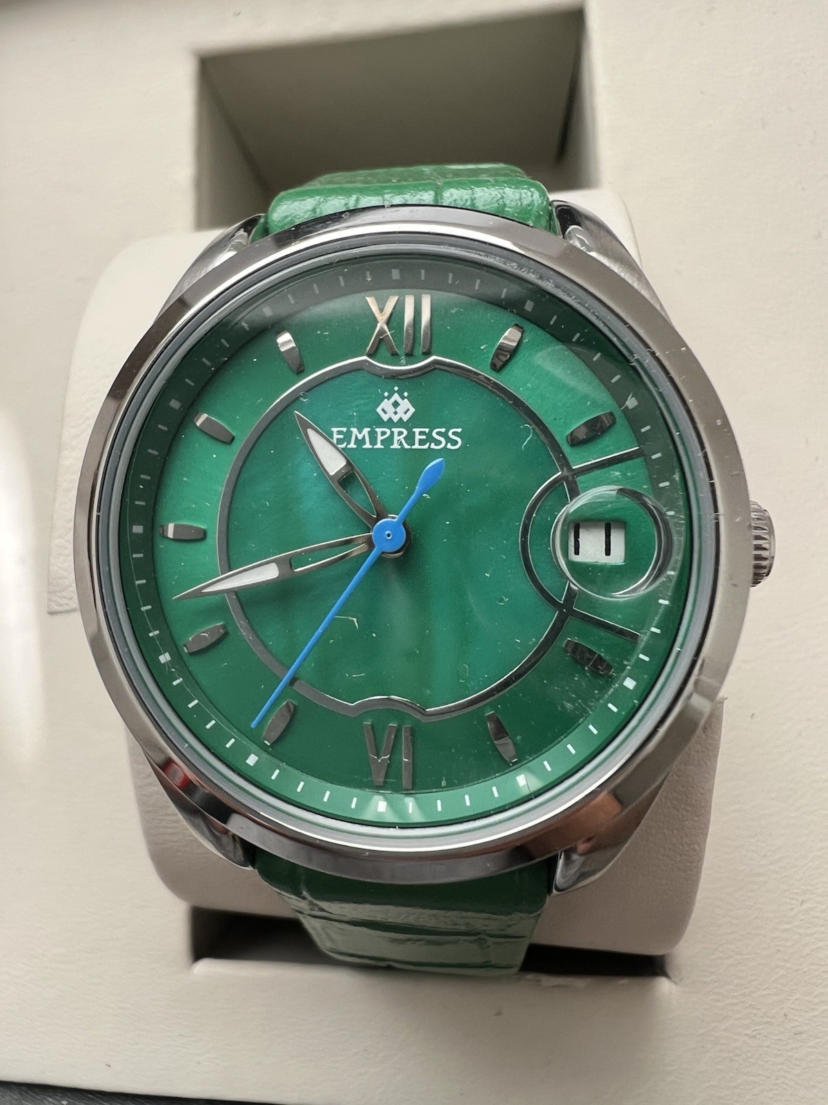 Empress Beatrice Ladies Automatic Green Dial Leather Watch EMPEM2002 – New