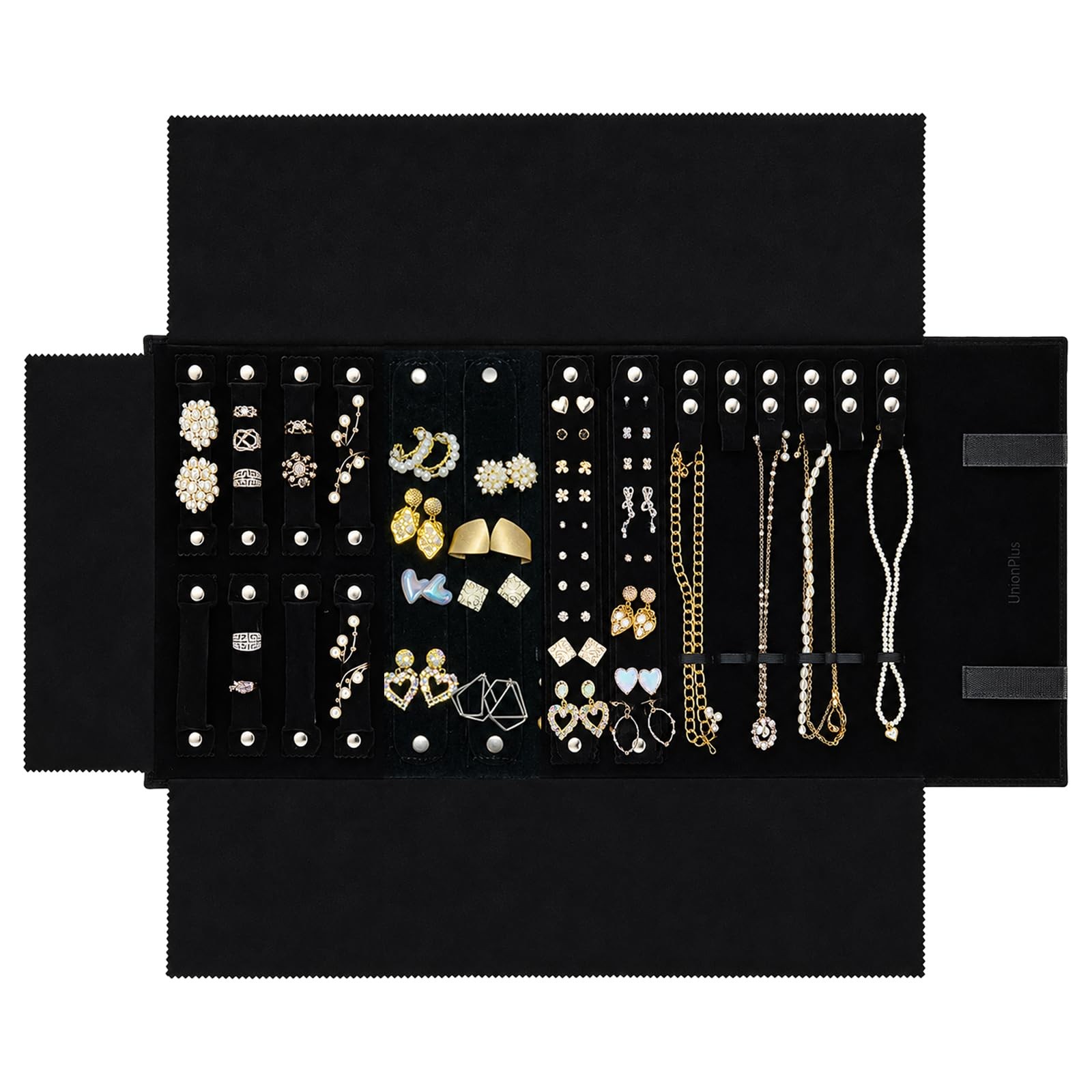 Velvet Jewelry Roll Organizer, Travel Jewelry Case with Multiple Compartments…