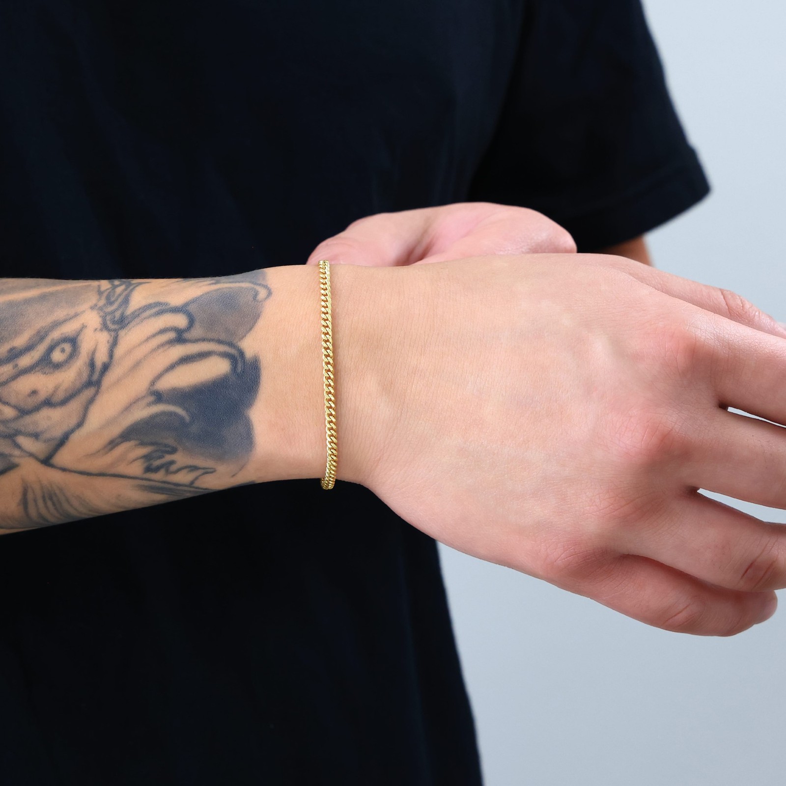 14K Yellow Gold 3mm Miami Cuban Link Chain Bracelet Men Women 7″ 7.5″ 8″ 8.5″ 9″