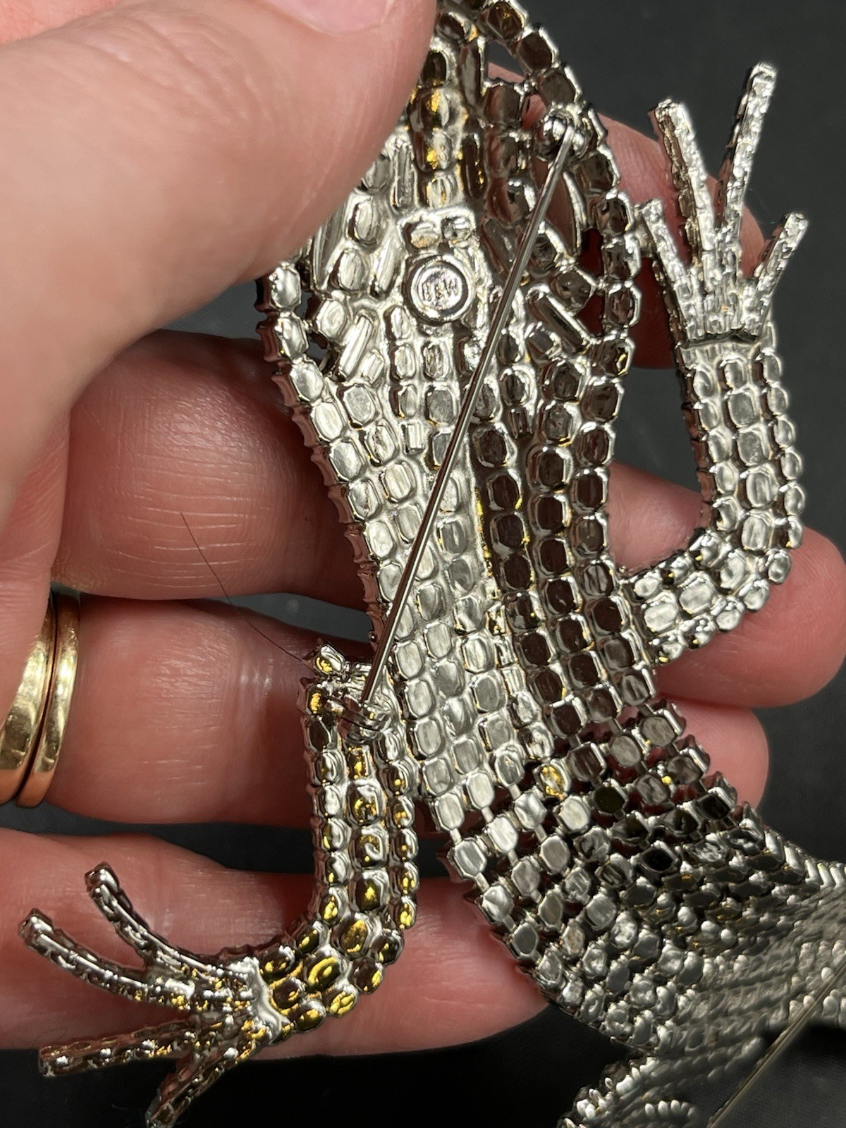 Butler & Wilson Signed Clear Rhinestones Articulated Lizard Brooch 9.5” In Box