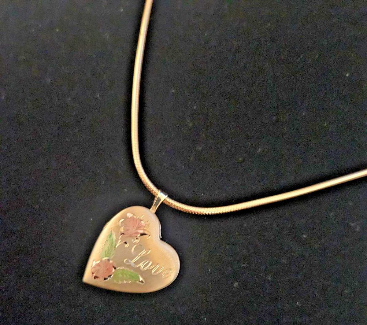 14KGF Gold Locket 2 Photo HEART Style Necklace princess pride USAMade