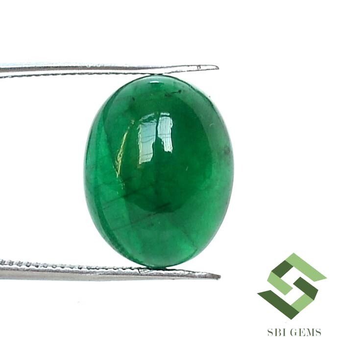 14×11 mm Certified Natural Emerald Oval Cabochon 7.36 CTS Loose Gemstone