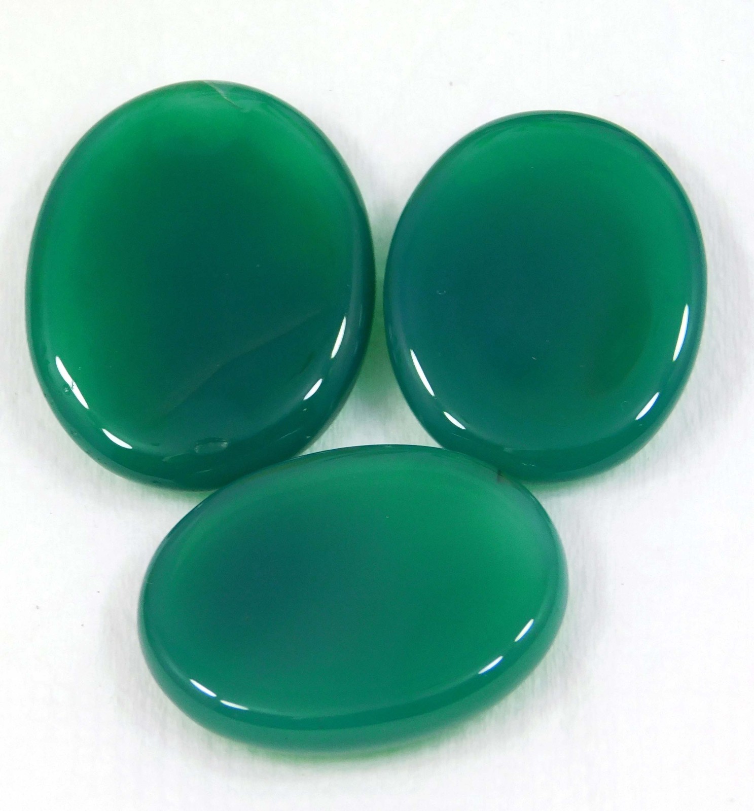 80.85 Ct Natural Green Chalcedony Gemstone (3 Pcs) Oval Shape Loose Stones