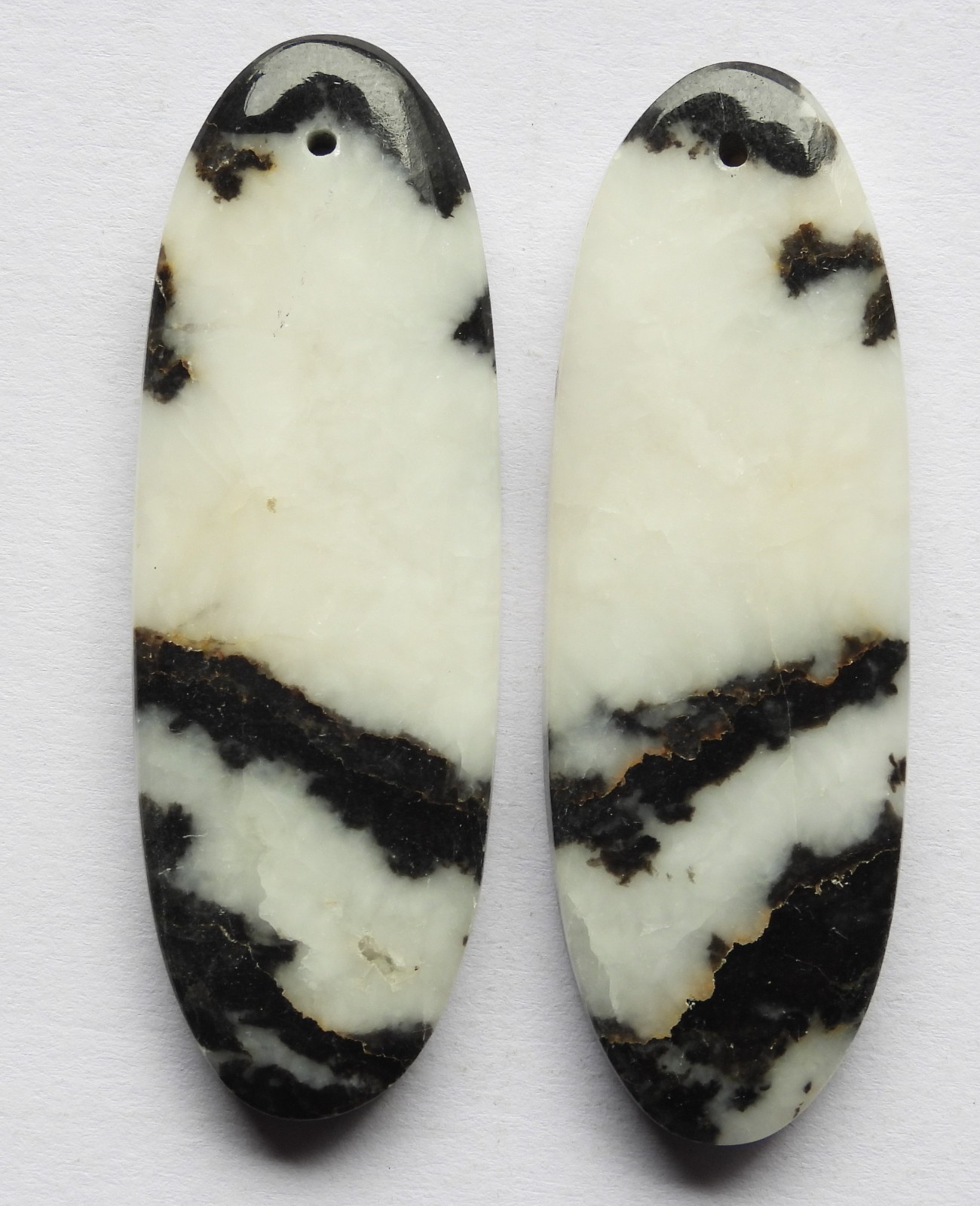 87.55 Ct Natural Zebra Jasper(48m X 16.3mm each) Drilled Cabochon Match Pair