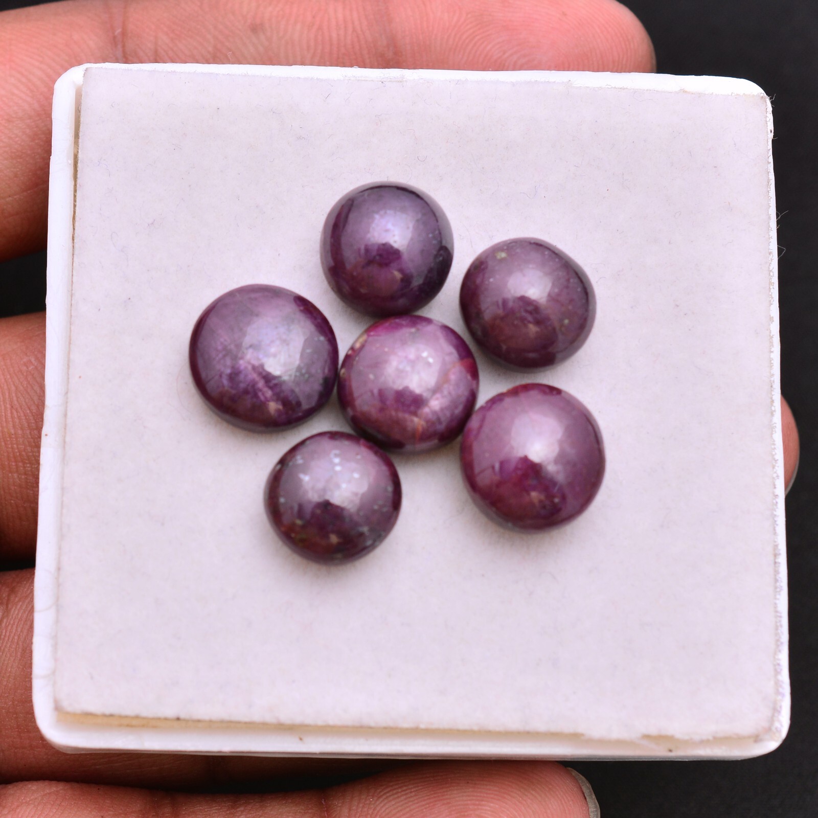 6 Pcs Natural Ruby 11.09mm-12.81mm Untreated Cabochon Loose Gemstones Wholesale