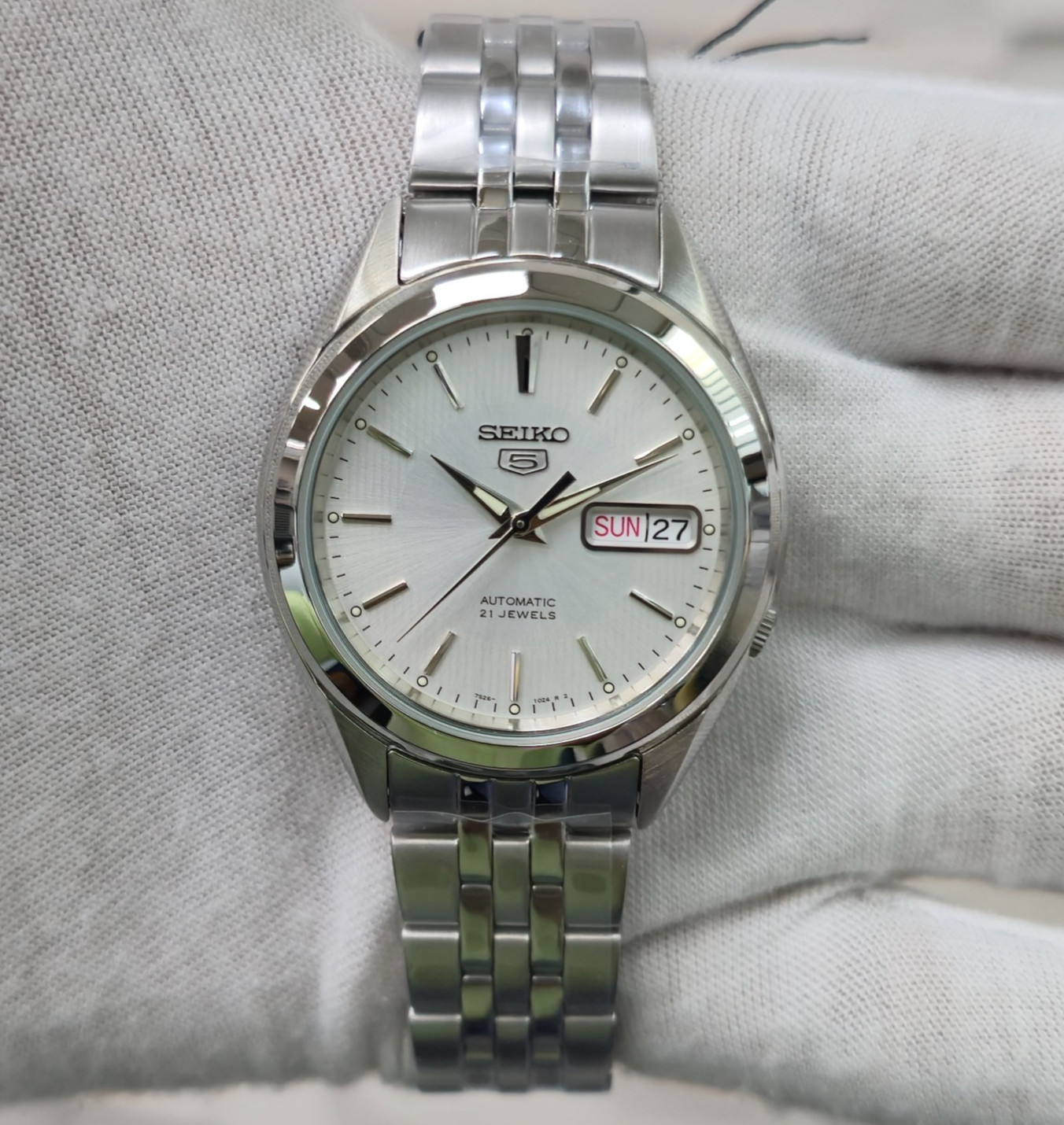 Seiko 5 Sports SNKL15K1 Silver Dial 38mm Stainless Steel New Full Set Mens Watch