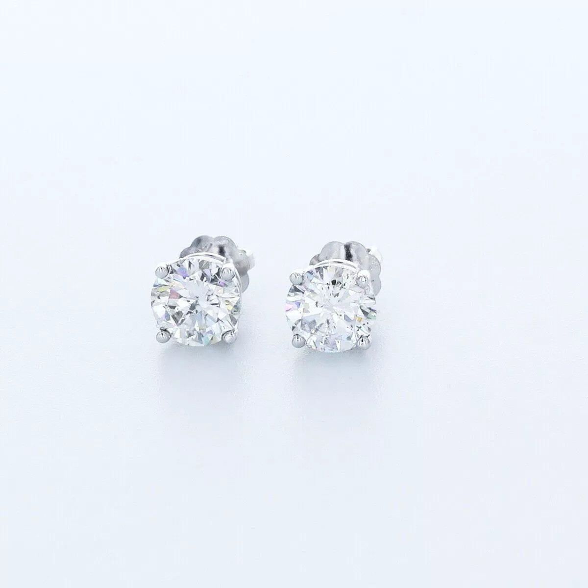 Stud Earrings Solid 14K White Gold Classic Round 0.80 CT Natural Diamond F SI1