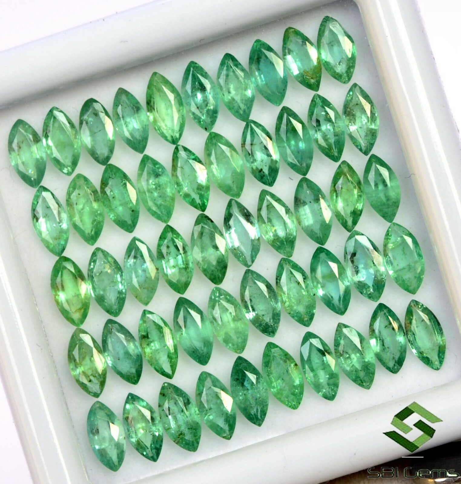 10.85 Cts Natural Emerald Marquise Cut 6×3 mm Lot 50 Pcs Faceted Loose Gemstones
