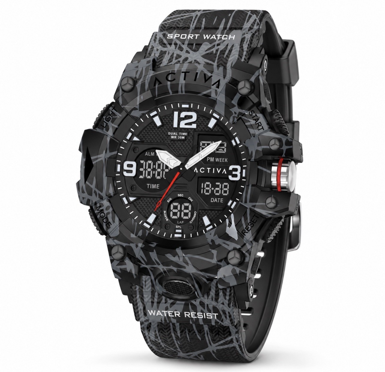 Activa Decus X Men’s Analog & Digital Sport Watch – 49mm, Black Camo