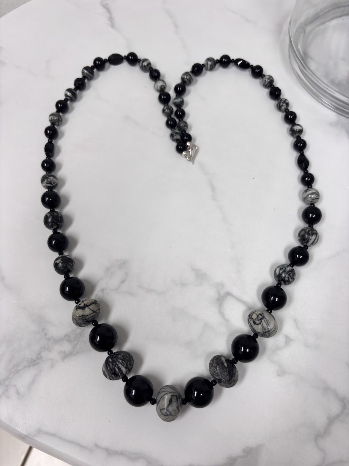 Mine Finds Jay King Black Onyx And Patterned Agate Necklace 925 Clasp