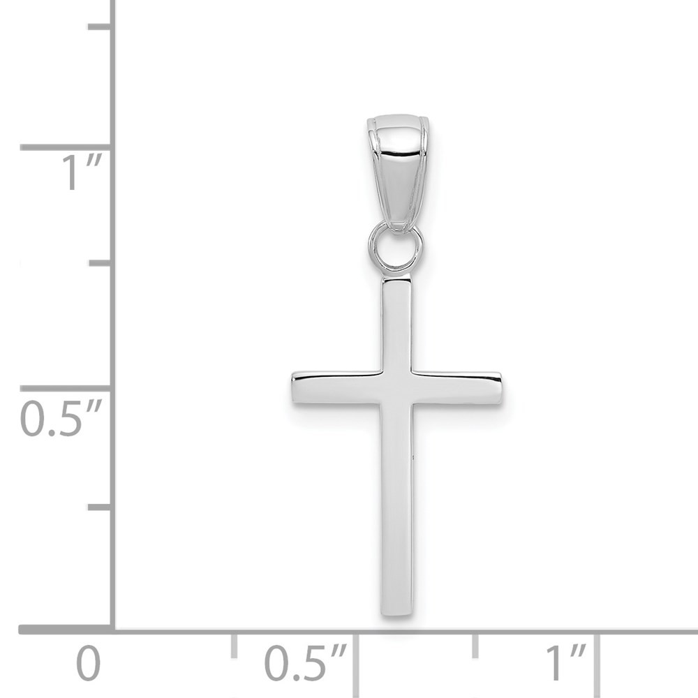 14k White Gold Polished Cross Pendant for Women 0.78gm L-0.94 in,W-0.44 in