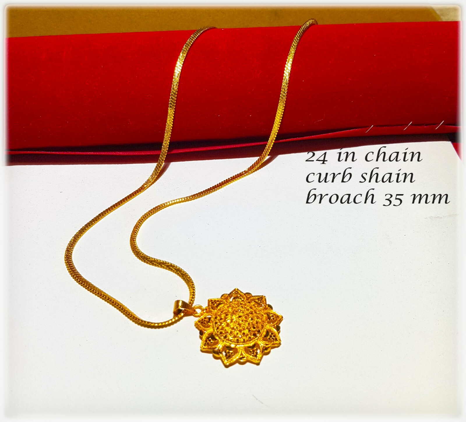 22ct 22k Gold Filled Ladies 22 in Chain Necklace 35cms With kapa Pendant