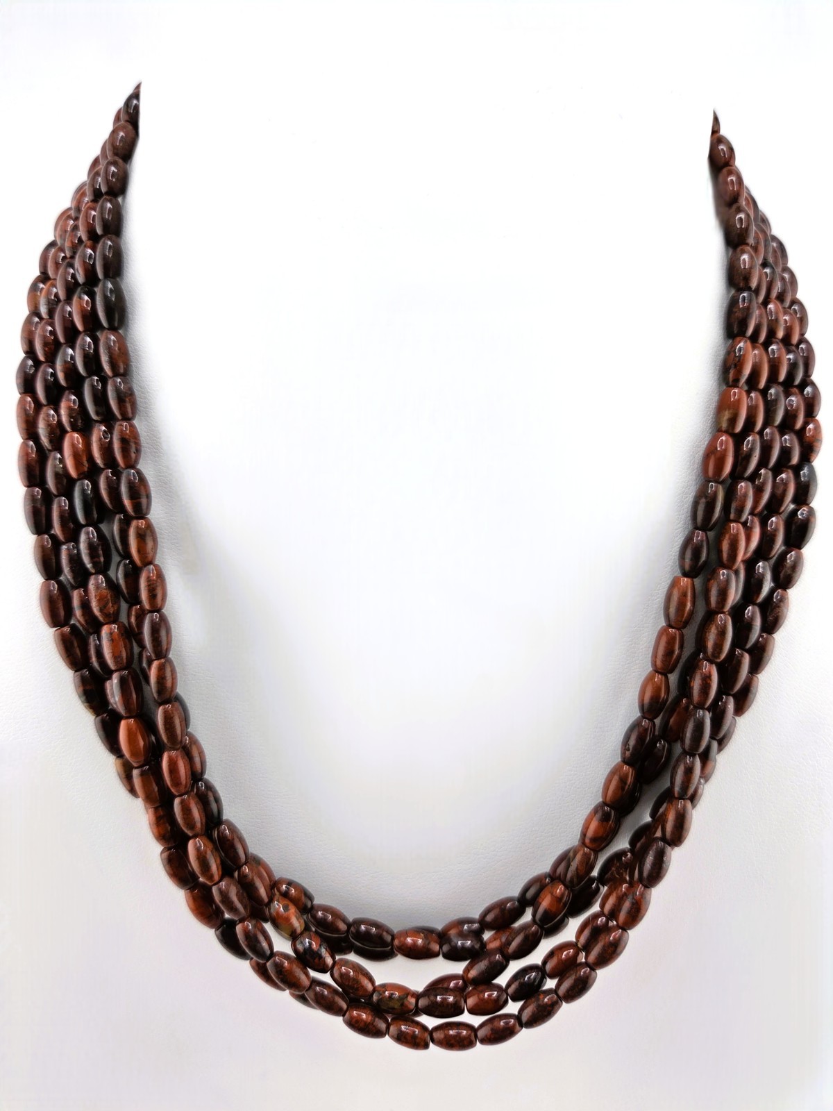 Jay King Necklace Mahogany Obsidian 5 Strand Beaded Sterling DTR 2097