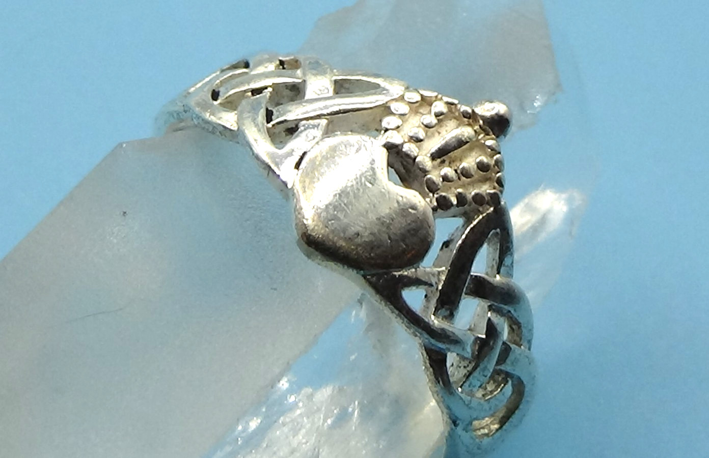 Vintage 925 Sterling Silver Celtic Knot Heart Claddagh Ring 6