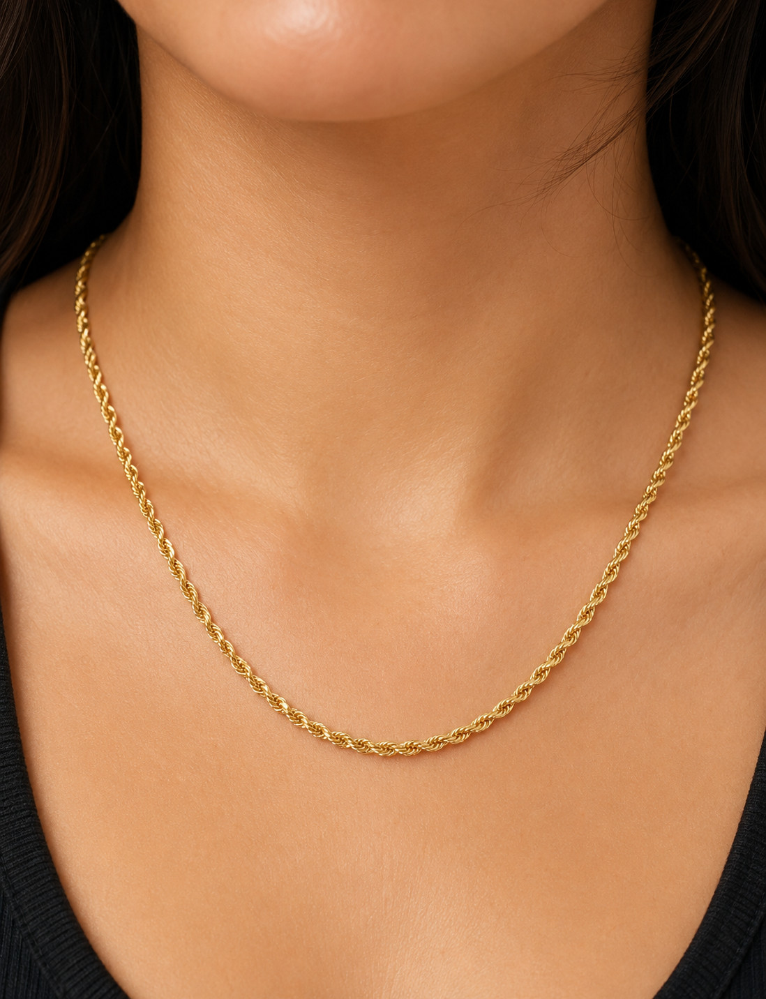 14K SOLID YELLOW GOLD 1.5mm DIAMOND CUT ROPE CHAIN NECKLACE 24 INCH LONG