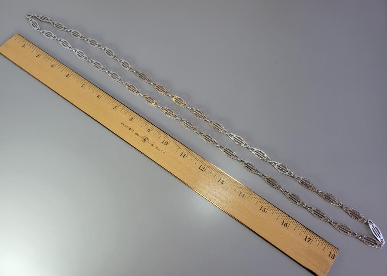 Vintage UNOAERRE Necklace Sterling Silver Ornate 40 in Chain Italy