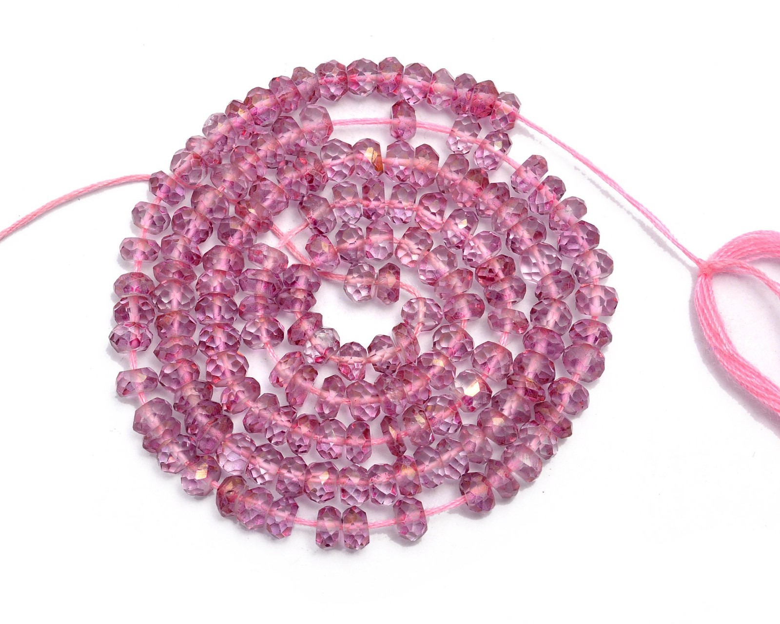 Pink Topaz Crystal Faceted Rondelle Beads, Pink Topaz Beads, Pink Topaz Handmade