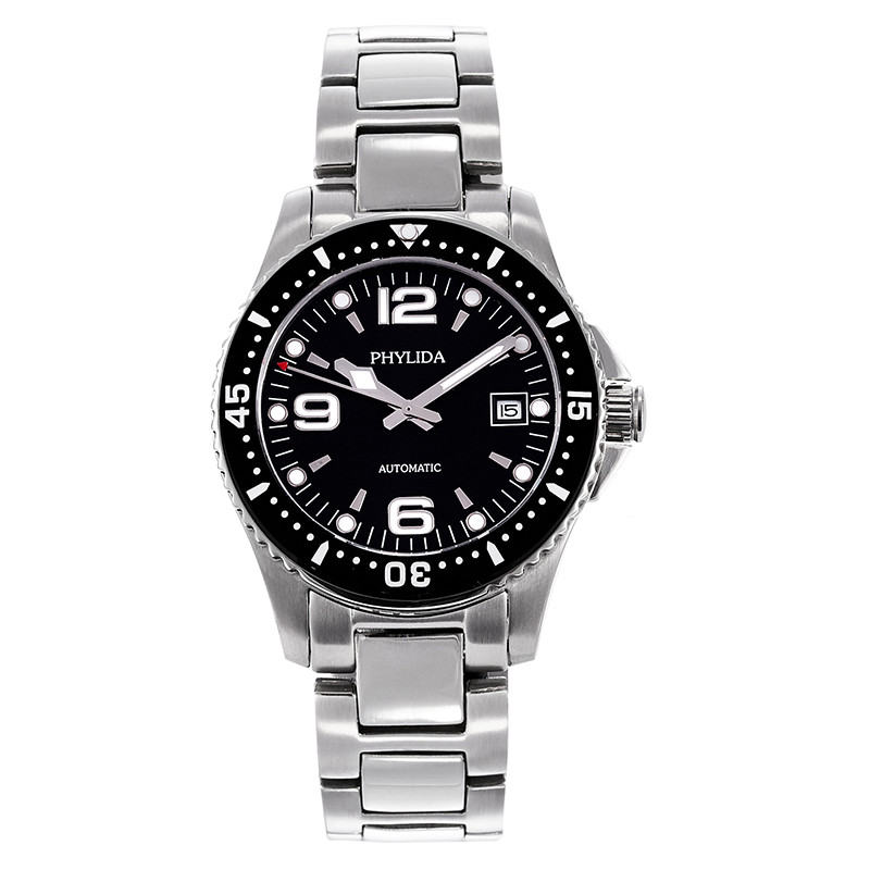 40mm Lume Black Dial Diver Watch, Automatic, Classic Luxury Style, Japan Miyota