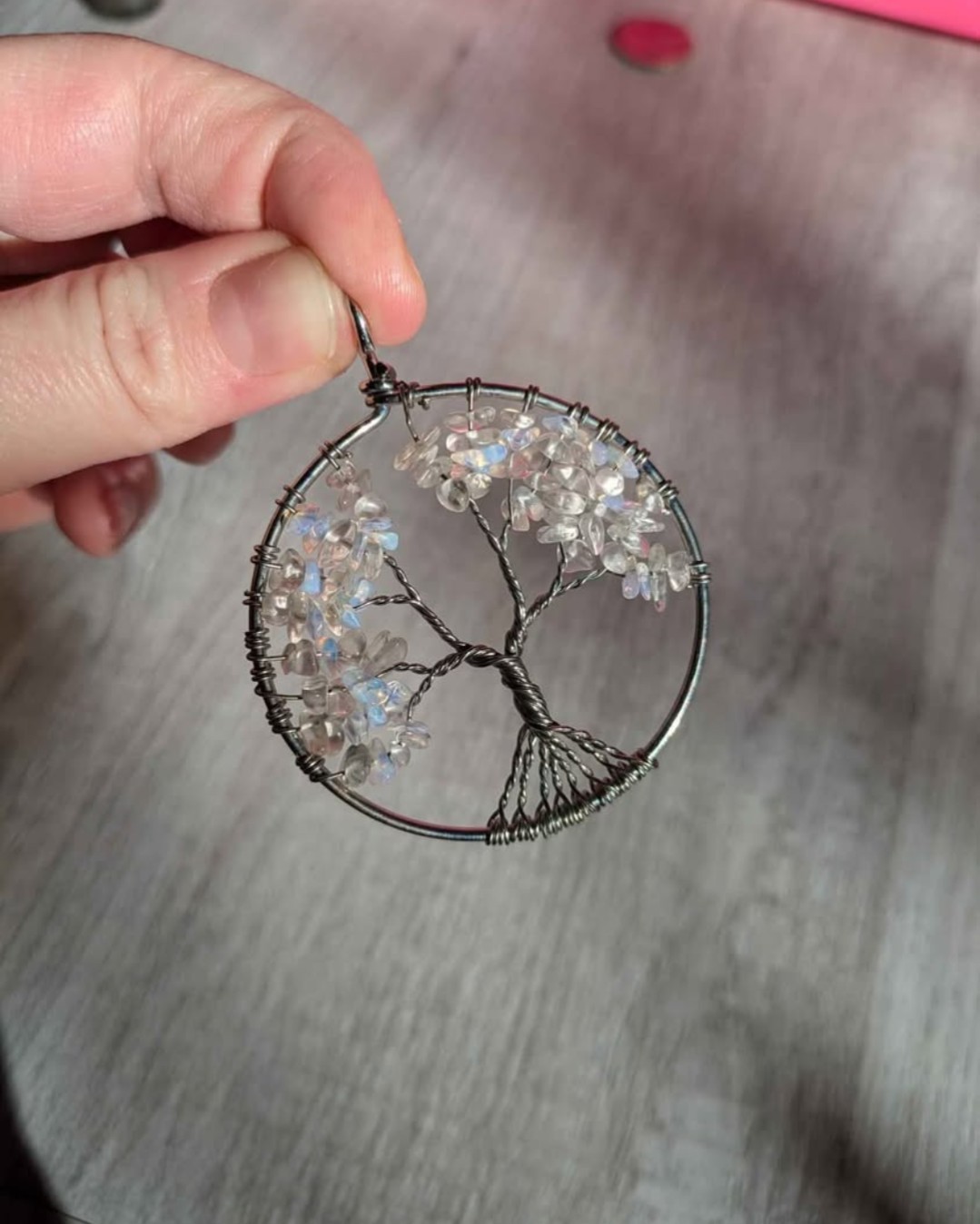 Tree of life Rainbow Moonstone Pendant