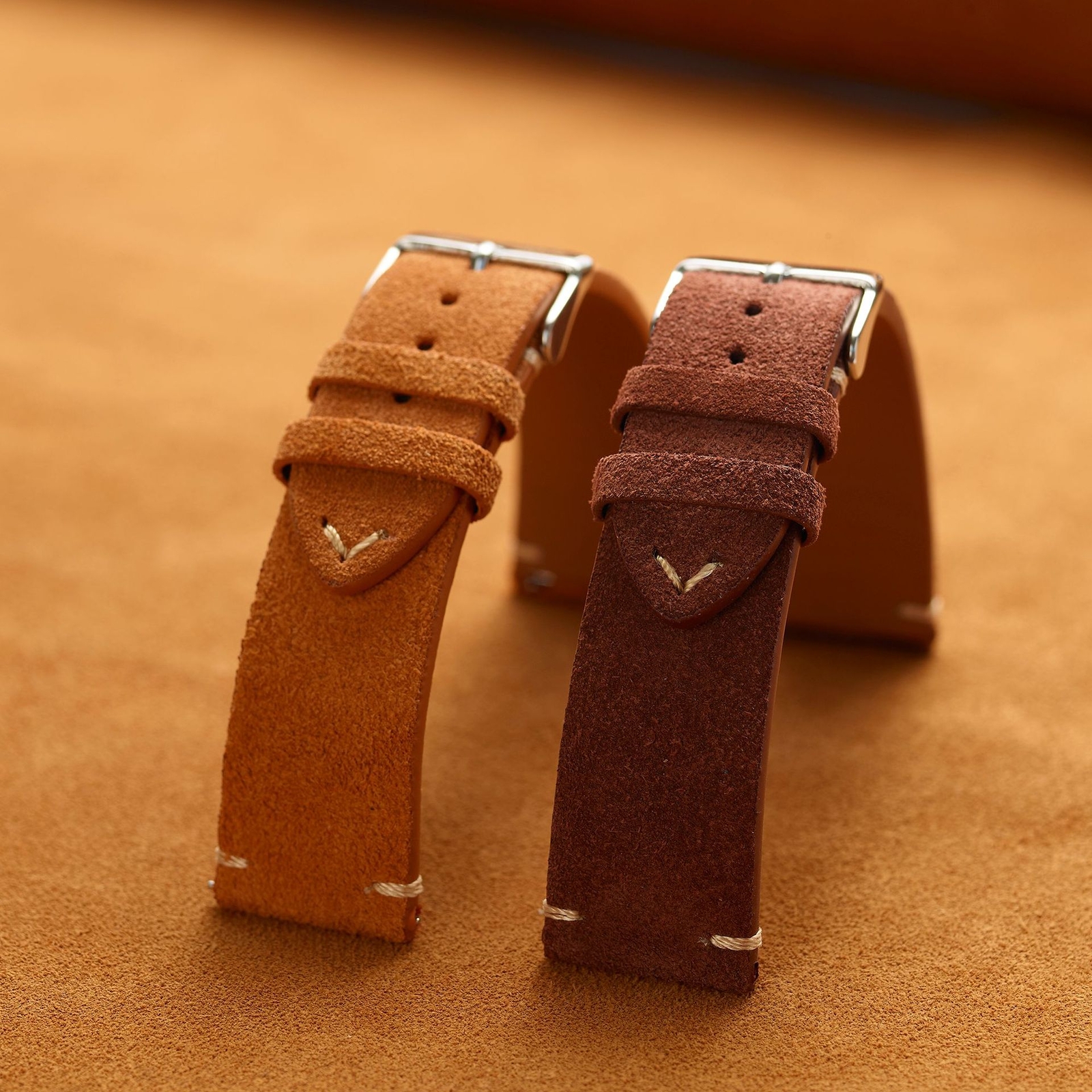 Nubuck Soft Tumbled Leather Watch Band Hand-stitched Strap 14/16/18/20/22mm