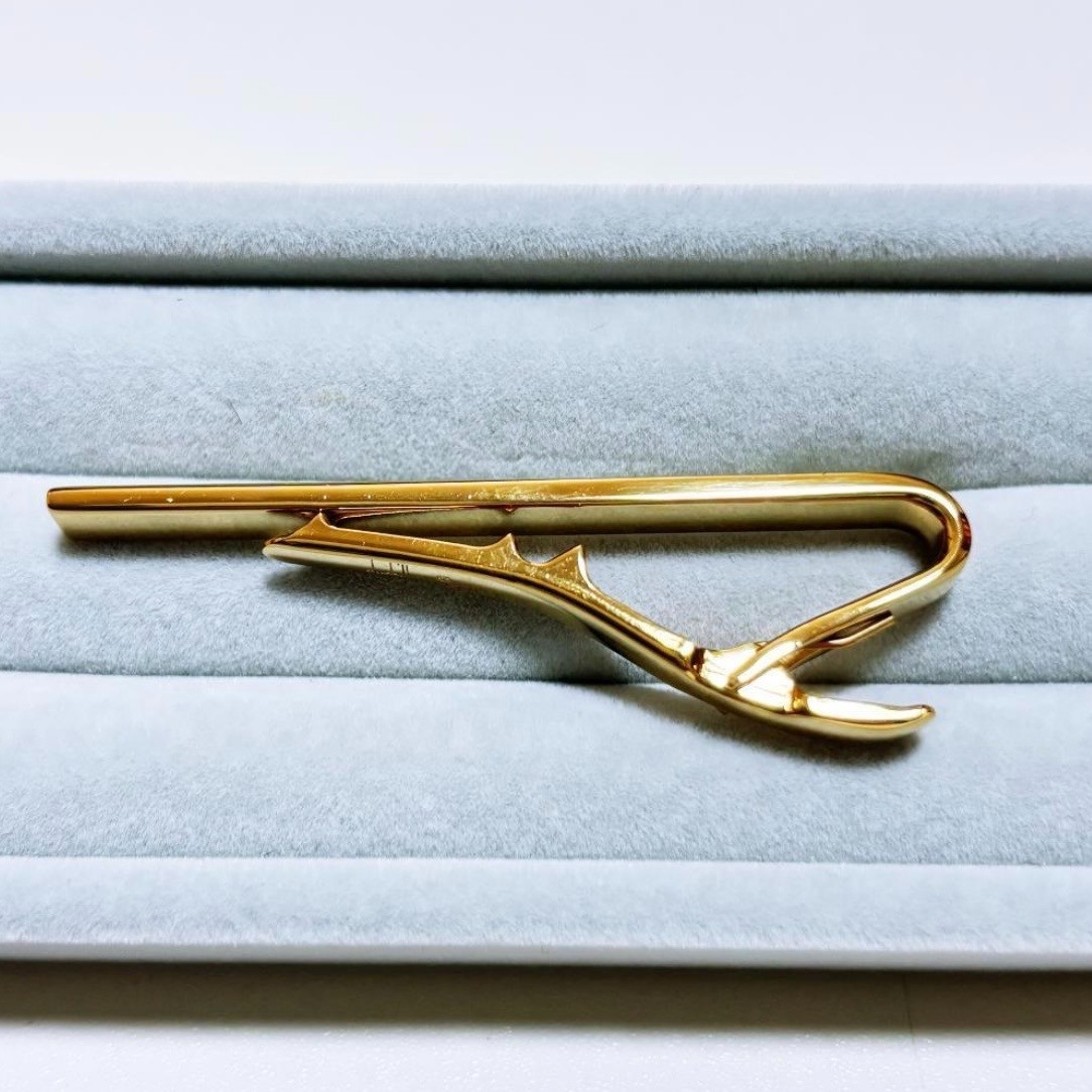 Dunhill Tie Clip Bar Gold Silver Two Tone D Logo Brushed Vintage Men’s