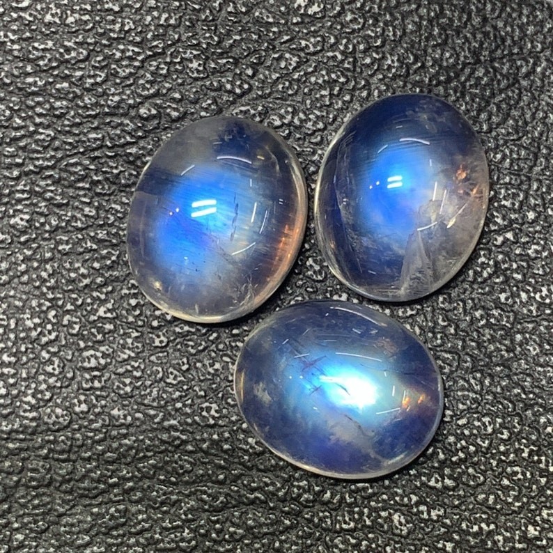 AAAAAA Quality Rainbow Moonstone Blue Fire Oval Shape Cabochon Size 10X12 MM