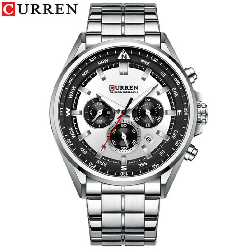 CURREN Men’s Quartz Business Watch Stainless Steel 3-Eyes Calendar Wristwatch