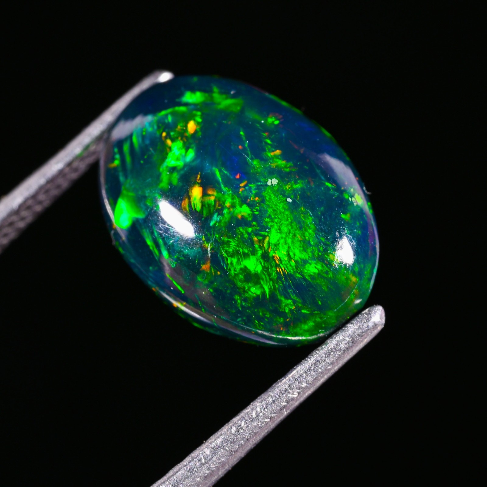 2.50 Ct Natural Ethiopian Multi Fire Black Opal Cabs Loose Gemstone 12X9X4 MM