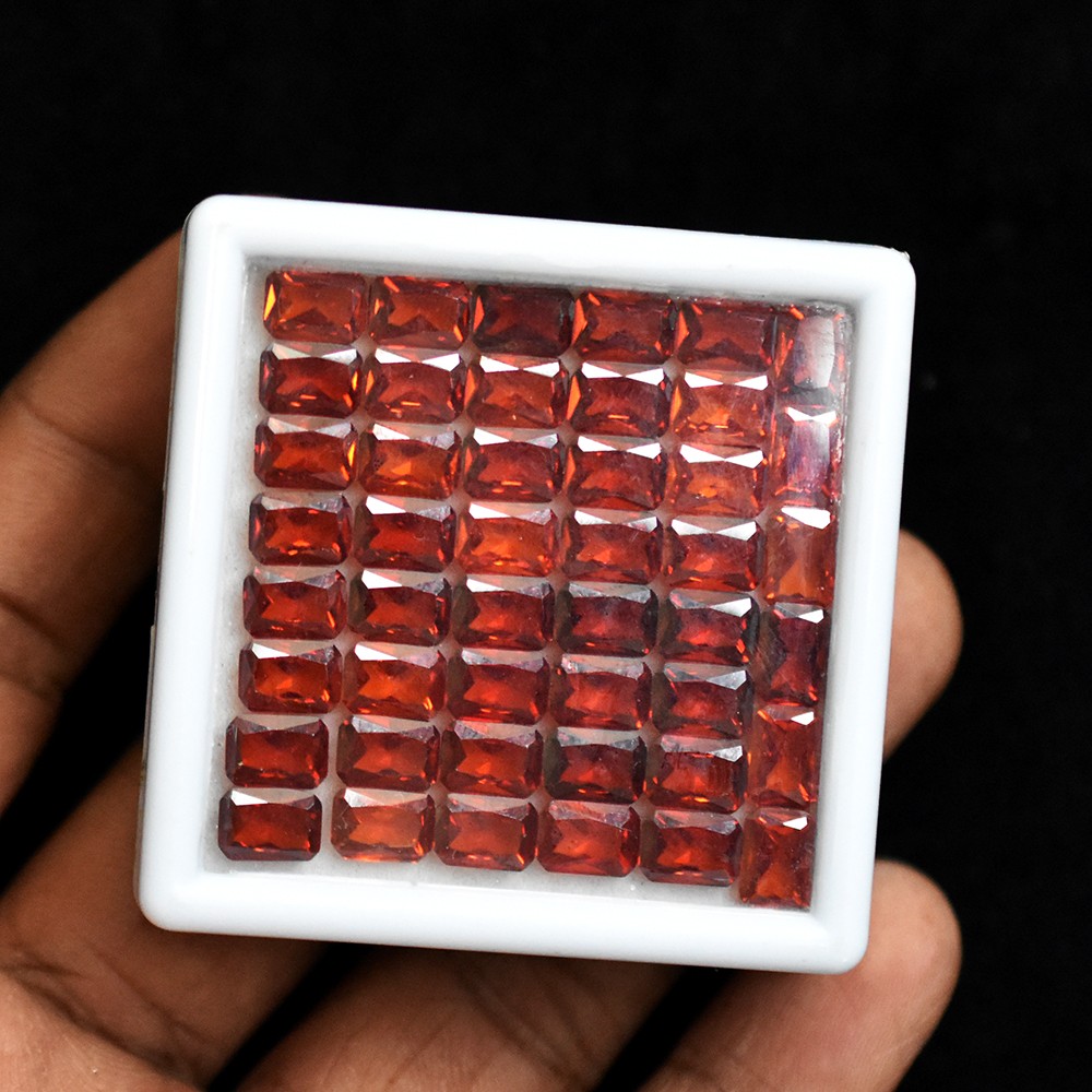7×5 mm Natural Orange Sapphire 12.00 Ct Lot Certified Emerald Cut Gems For Gift