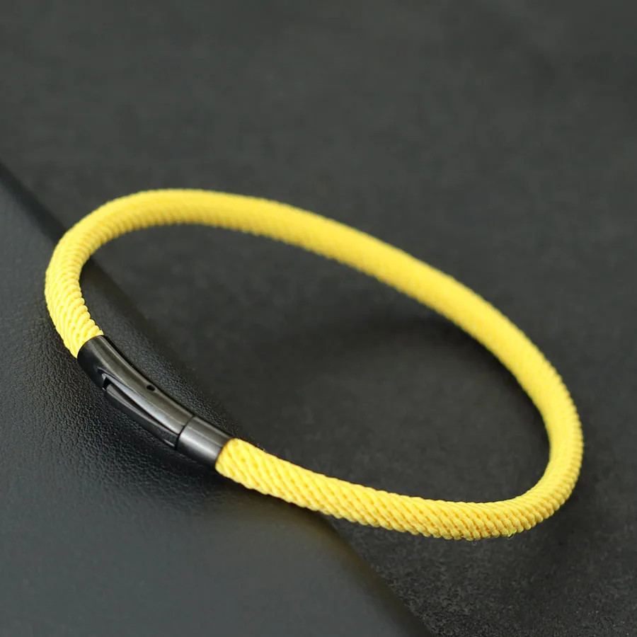 1pc Rope Bracelet Men 4mm Thread Stainless Steel Bracelets Buckle Jewelry