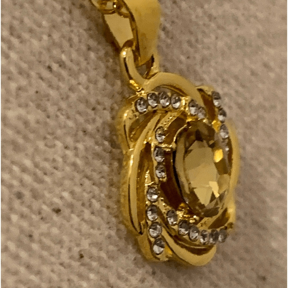 Golden Glow Faux Topaz Citrine Pendant Necklace – Gift Ready November Birthday