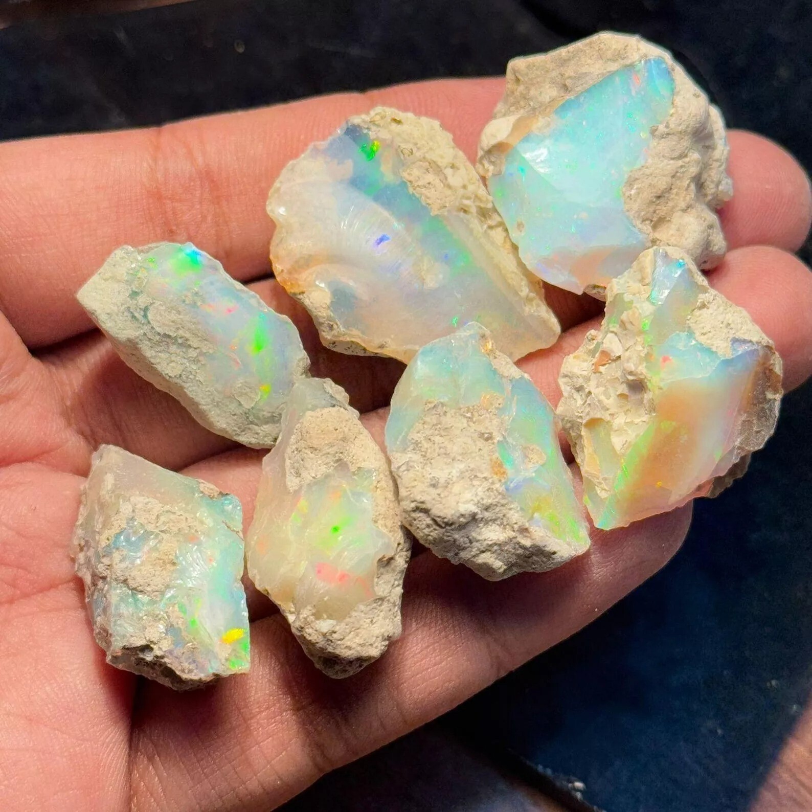 50Ct Natural Ethiopian Jumbo Welo Fire Opal Rough Specimen Gemstone 6-8 Pcs Lot