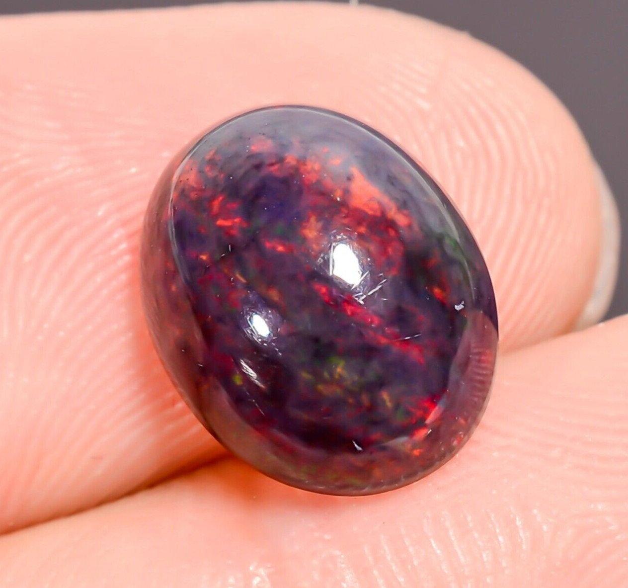 2.50 Cts Natural Black Ethiopian Opal Oval Cabochon Loose Gemstone 11X9X5 mm