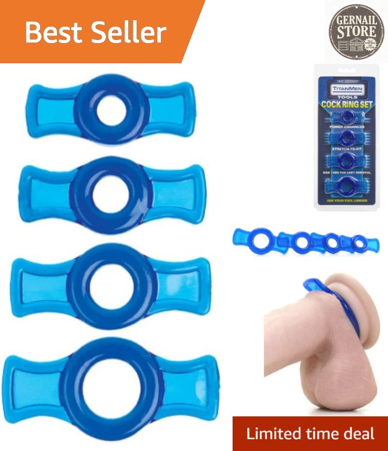 Titanmen 4 C-Ring Set: Enhance Pleasure with Adjustable Sizes & Blue Elegance