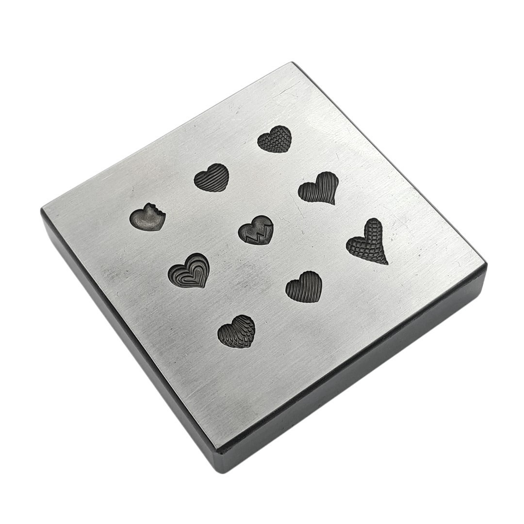 9 Impression Heart Shapes Shot Plate – Silversmith Tools – Jewelry Making Die