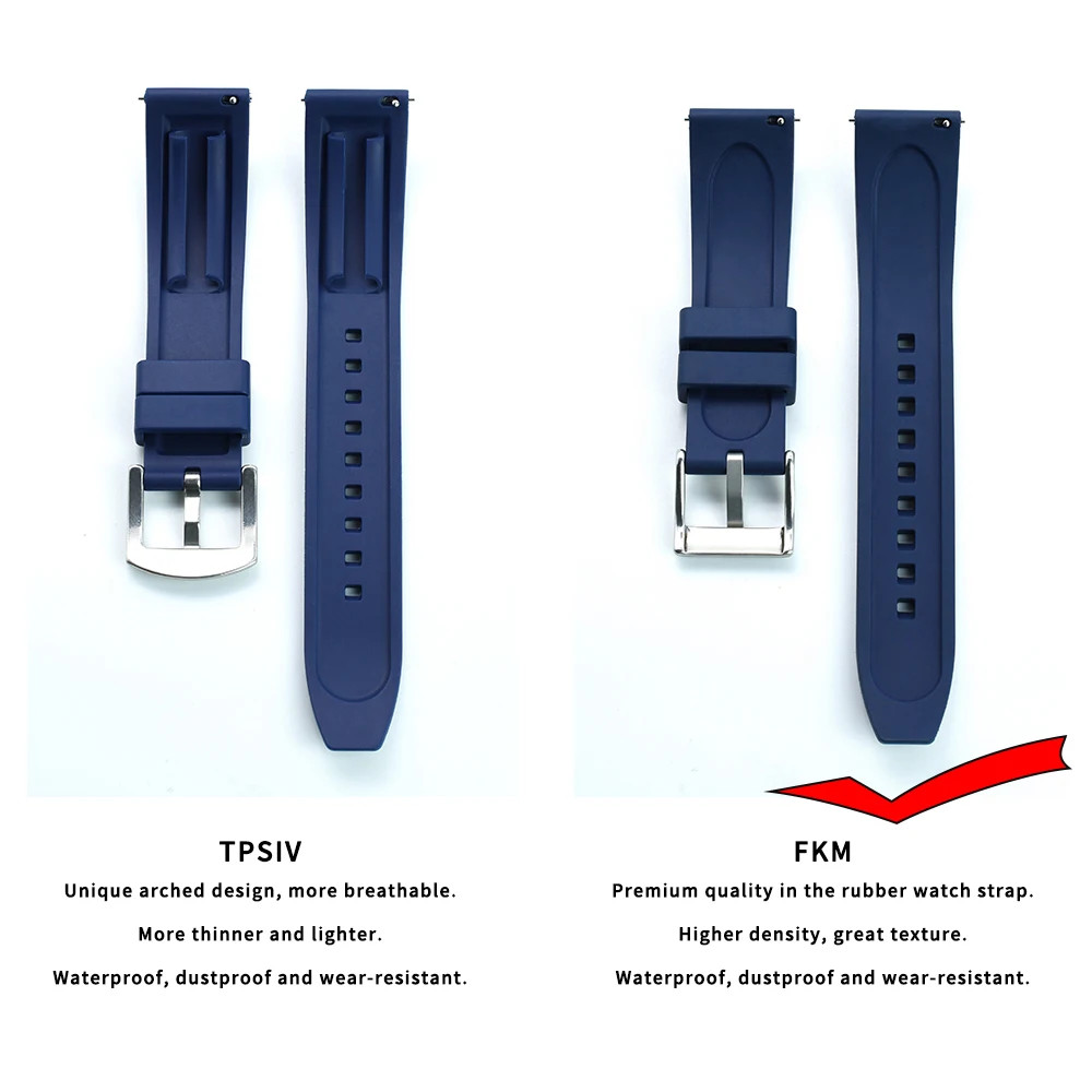 Quick Release FKM Rubber Watch Band 18 19 20 21 22 23 24mm Silicone Watch Strap