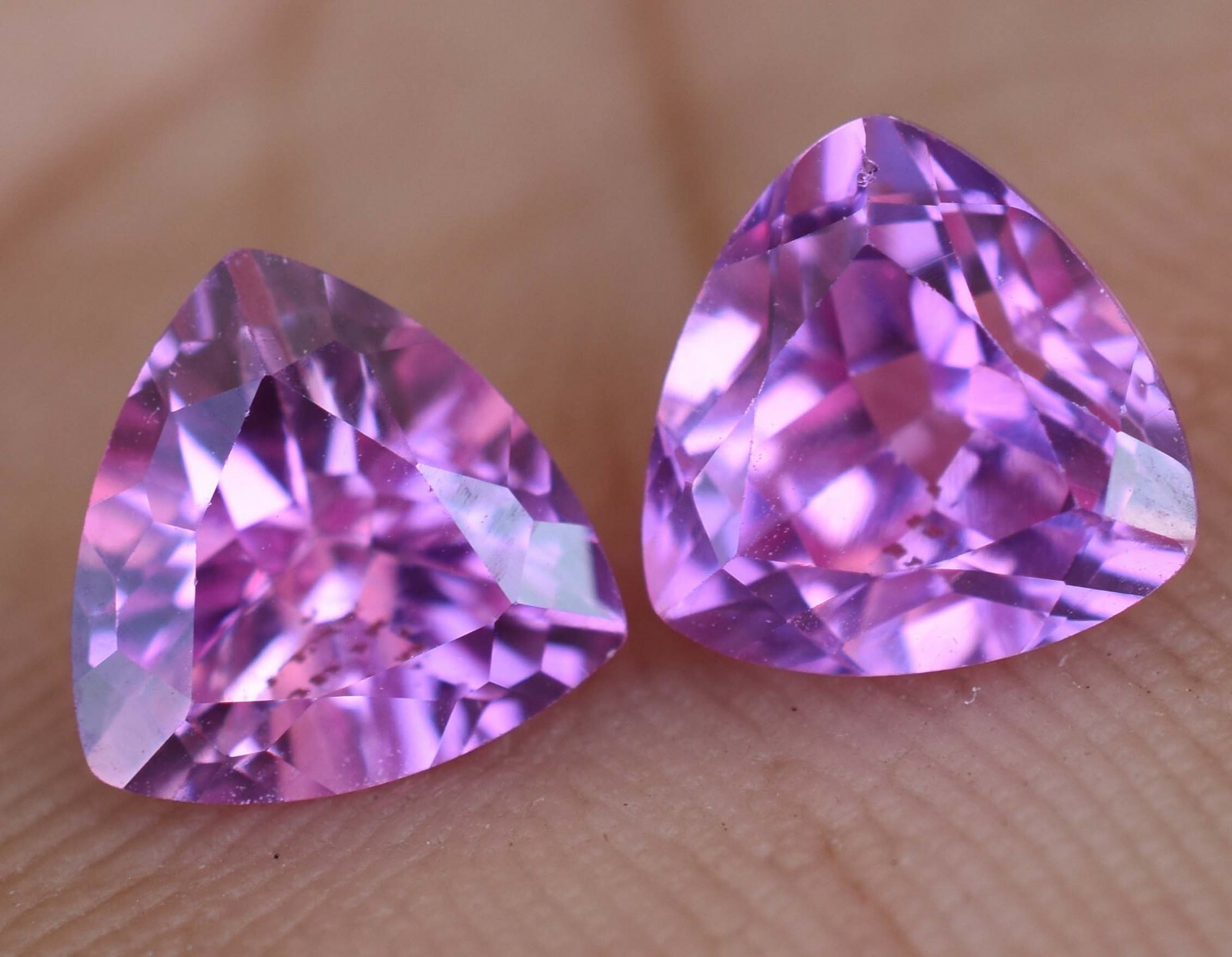 2.95 Ct Pair of Natural Mogok Pink Ruby Trillion Certified AAA+ Treated Gemstone