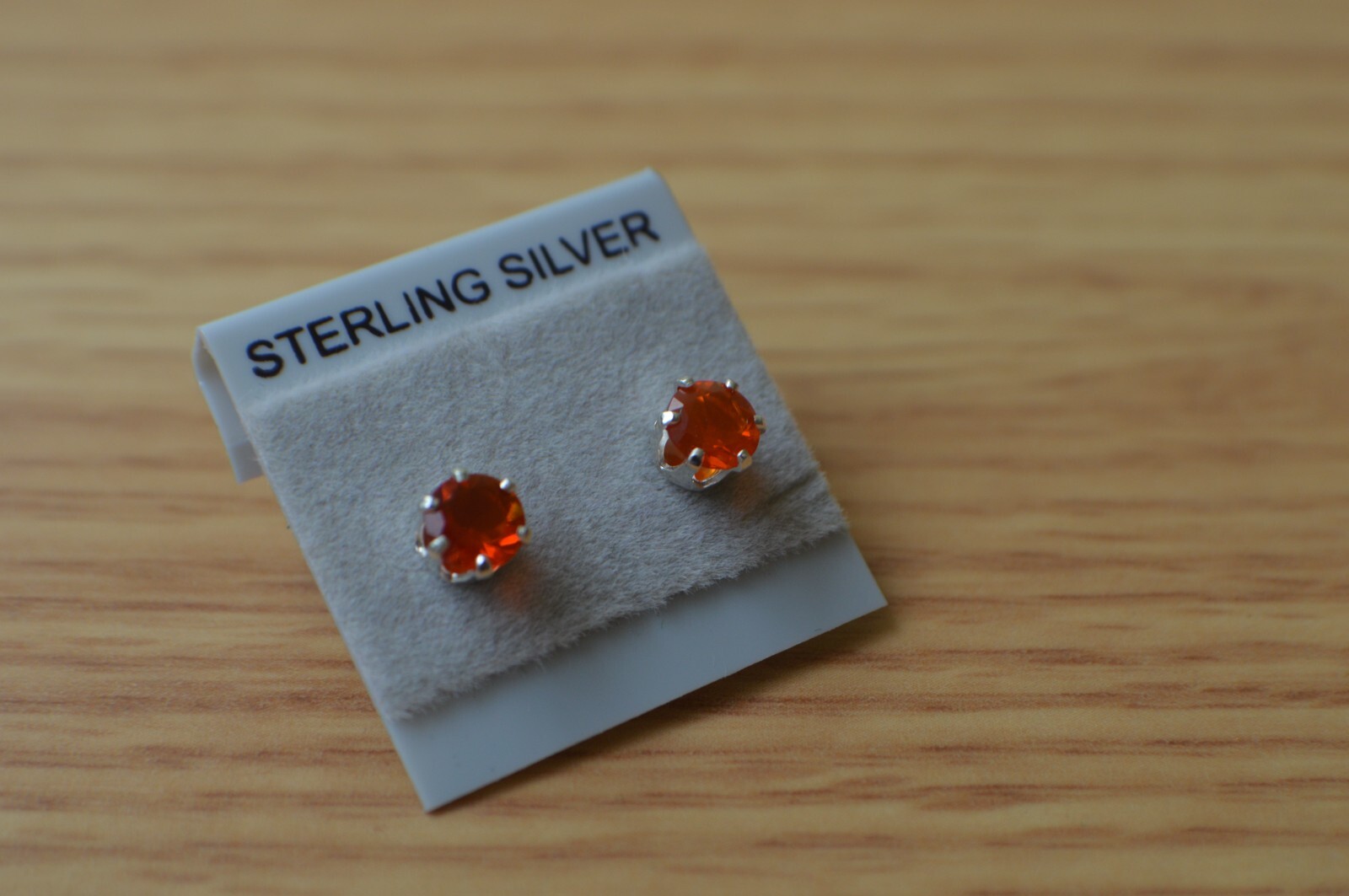 0.57ct Crimson Fire Opal Solitaire Sterling Silver Earrings 4.5mm