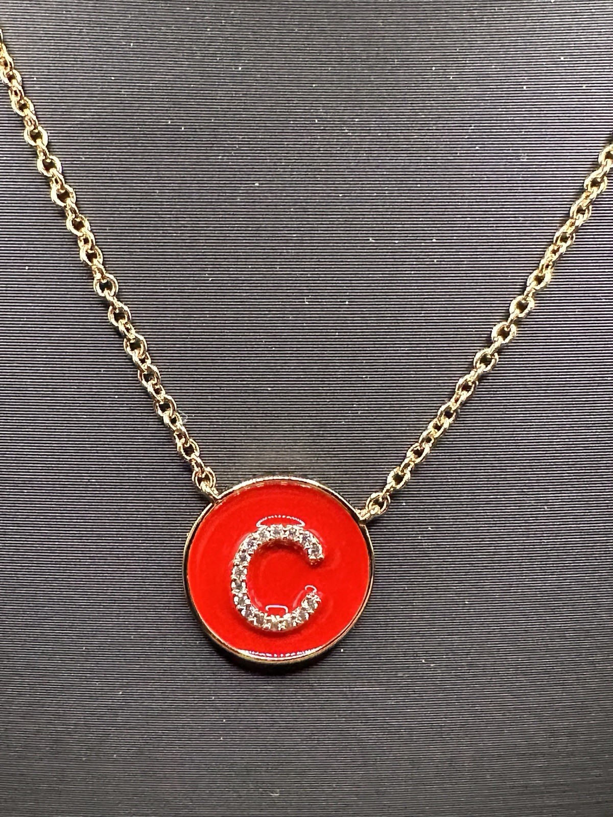 18k Rose Gold Filled 16”-18” Red Enamel “C”