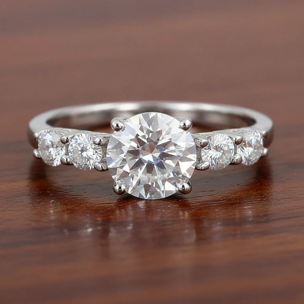 Rare 1.80 Ct Certified White Diamond Round Solitaire Ring 14k White Gold Plated