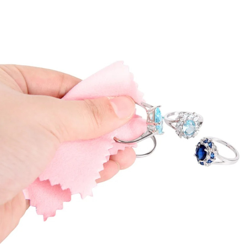 50pcs Silver Polishing Cloth 8x8cm Anti Tarnish Jewelry Cleaner Pink – NEW