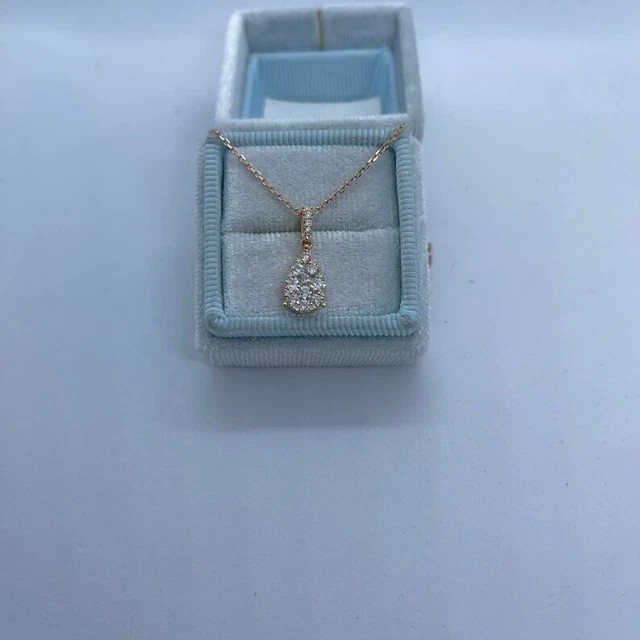 Stunning Teardrop Shape Pendant Round Cut Simulated Diamond 14K Rose Gold Plated