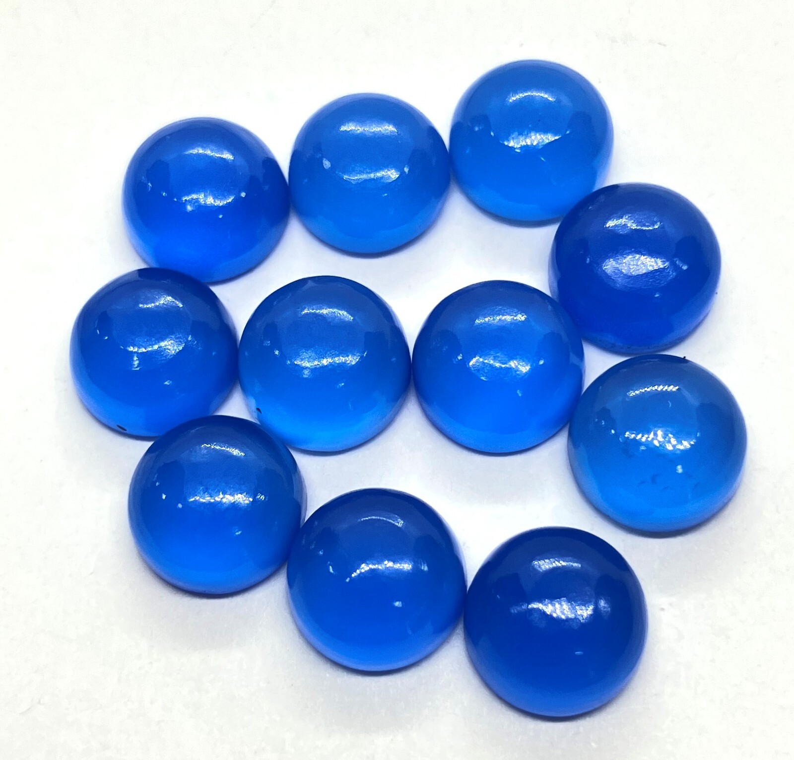 Round Flat Back Blue Chalcedony AAA Natural Loose Gemstone For Making Jewelry