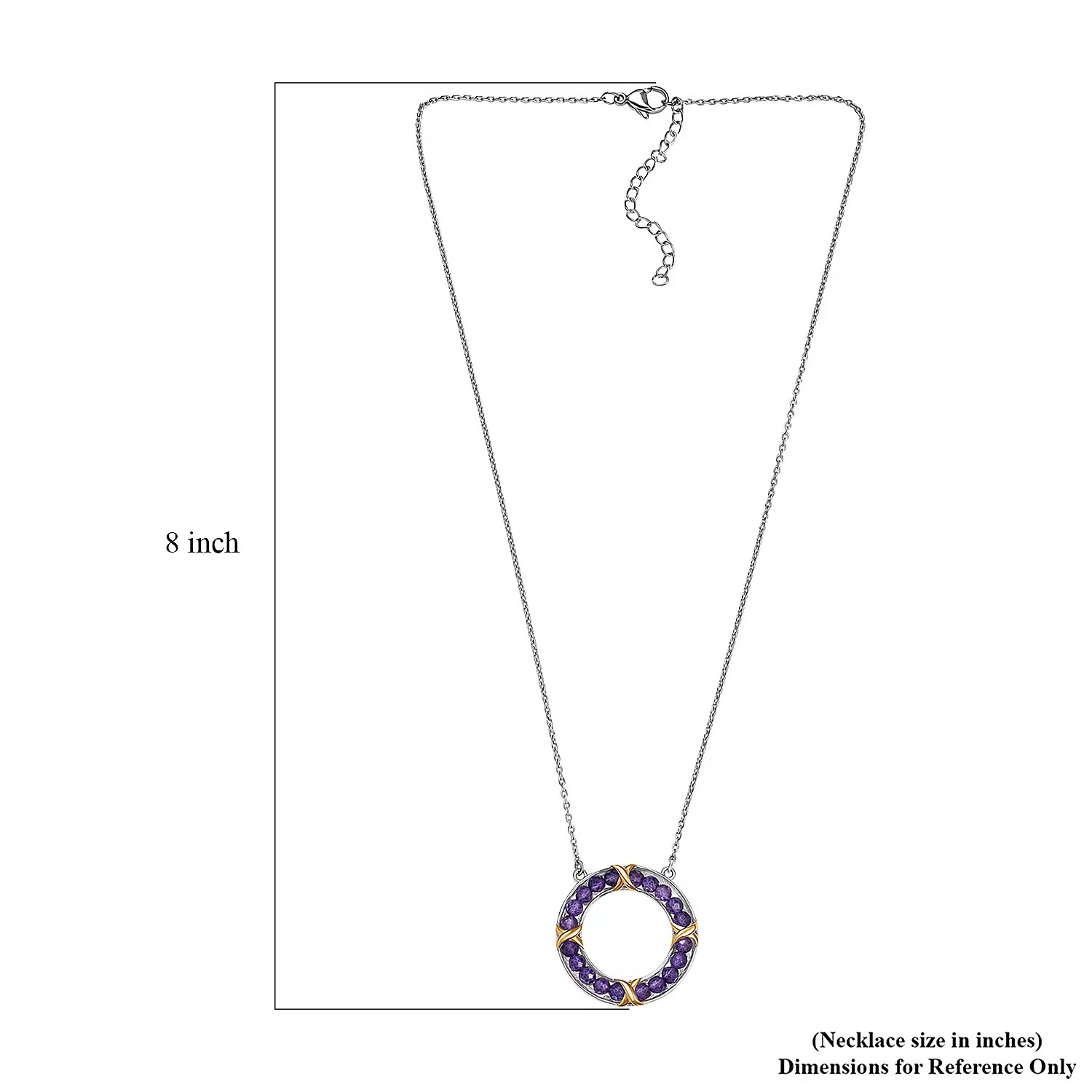 Amethyst 10.00 ctw Circle Necklace 18K Yellow Gold Plated Platinum Bond and