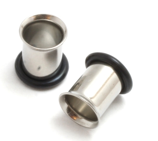 Pair 12g-1″ Single Flare Steel ear Tunnels Gauges Plugs metal gauging stretching