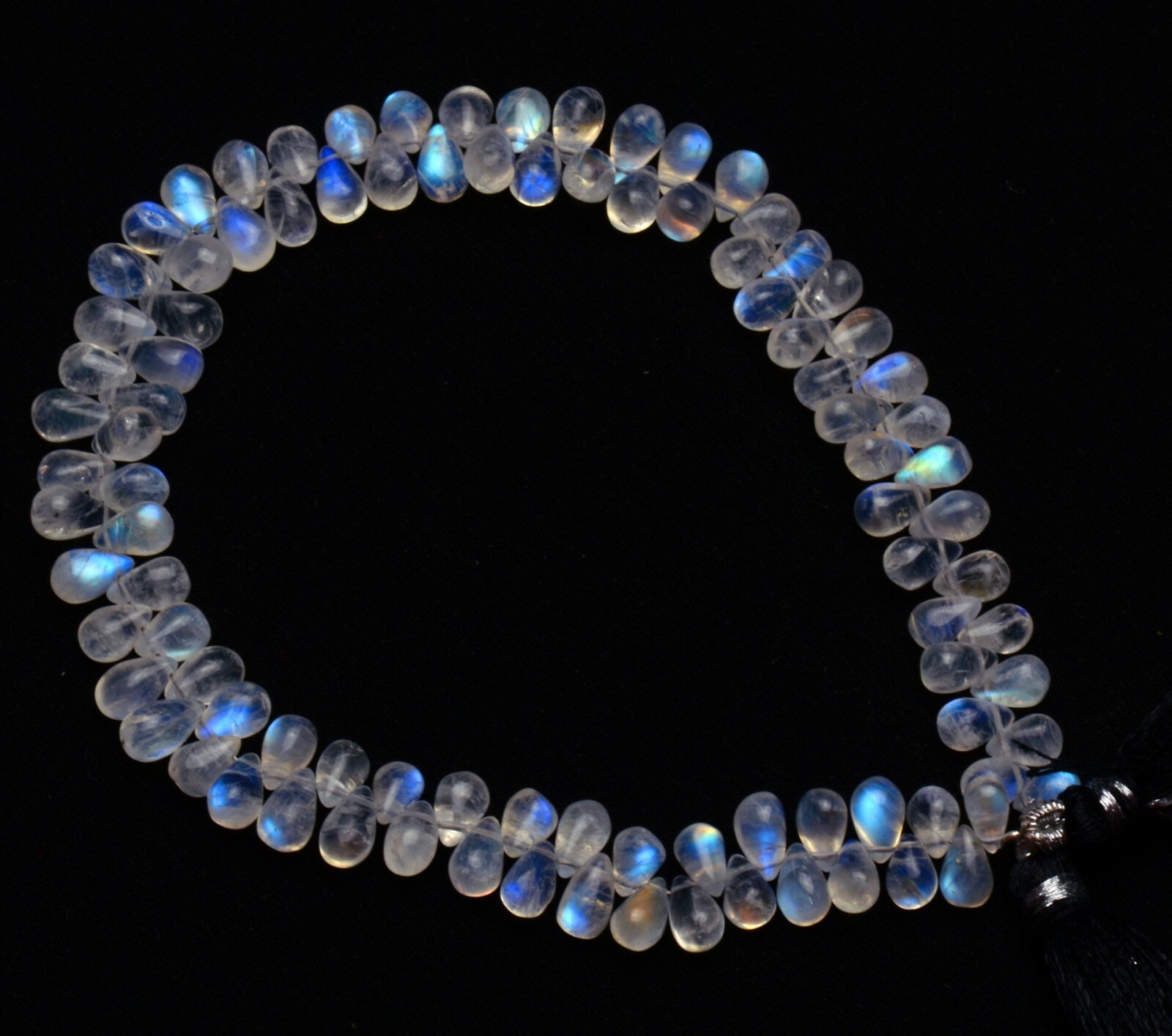 Natural Gem Rainbow Moonstone 8x5mm Approx Size Teardrop Shape Smooth Beads 10″