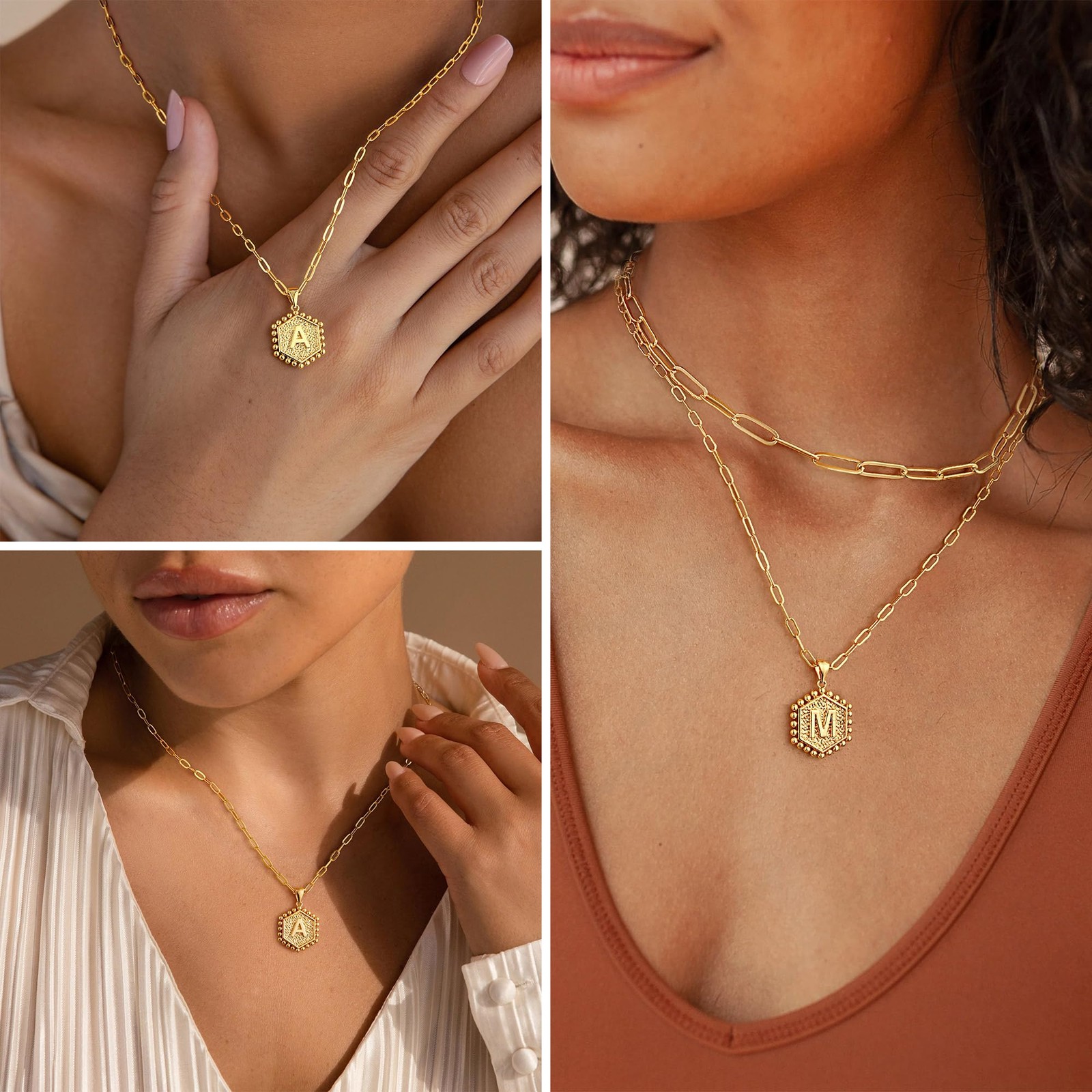 Gold Initial Necklace for Women – Layered Jewelry Gifts