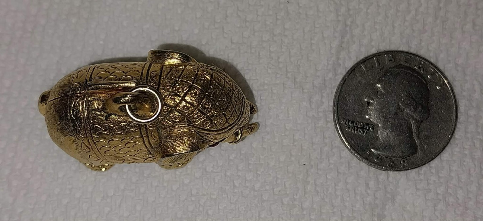 Vintage 1960s Tiny Tusker Elephant Solid Perfume Compact Pendant Necklace Locket